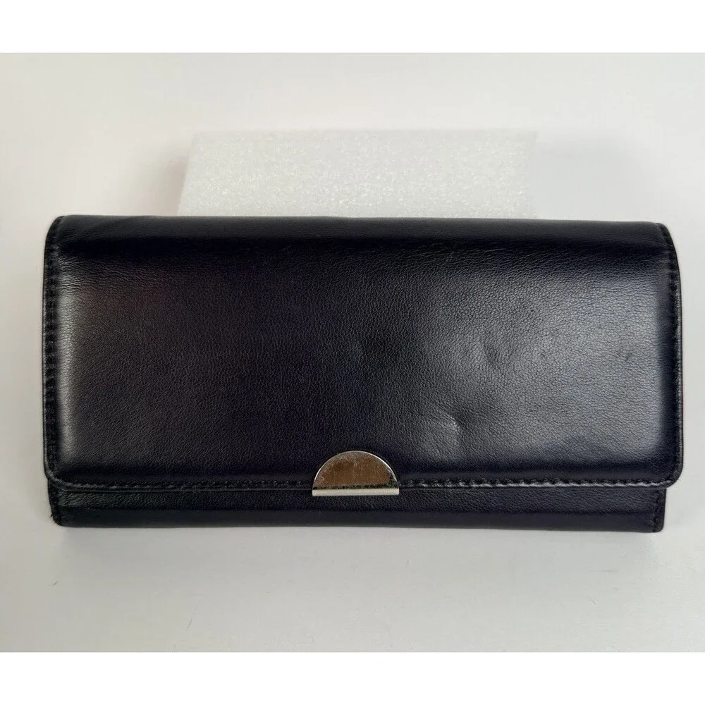 Women’s Burgundy Fold Over Style Clutch Leather Wallet RFID